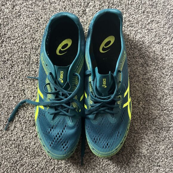 Size 8.5 - ASICS Gun Lap 2 Velvet Pine Safety Yellow Track Shoes - Picture 5 of 5